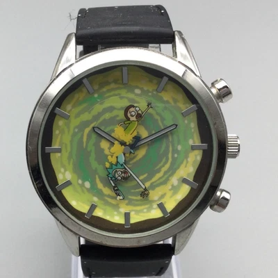 Reloj de natación para adultos Rick And Morty para hombre 45 mm tono plateado correa negra batería nueva Foto 1 de 4