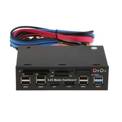 5,25" Multifunktions-Frontpanel Media Dashboard USB3.0/2.0 Hub Kartenleser - Bild 1 von 4