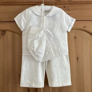 JOHN LEWIS BABY HEIRLOOM BOYS 9-12 MONTHS 100% LINEN CHRISTENING OUTFIT 3 PIECE - Picture 1 of 10