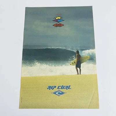 Vintage Rip Curl Surf Poster 90s Original Print Ad Rare 1990s Surfwear Advert - image 1 of 4