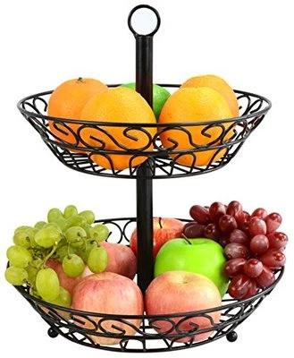 2-Tier Countertop Fruit Basket Holder & Decorative Bowl Stand Perfect for Fruit - Image 1 of 4
