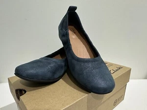 Clarks Womens Un Darcey Vibe Navy Metallic Suede Shoes - EU 35.5, US 5.5 - Picture 1 of 11
