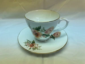 Duchess Teacup Saucer Set Pale Orange Floral Bone China England - Picture 1 of 5