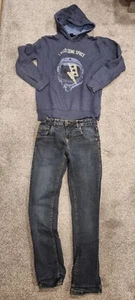 Junge Stretch Thermohose gefüttert Jeanshose Paket Gr 158 Blau Pullover Kaputze - Bild 1 von 13