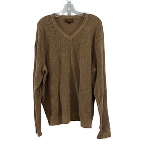Tasso Elba Women's Brown Cotton V Neck Knit Pullover Sweater L Preowned - Picture 1 of 4