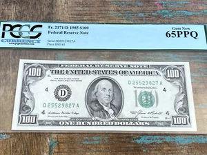 $100 1985 2171-D DA D-A Block Cleveland FRN PCGS 65PPQ - GEM - Picture 1 of 2