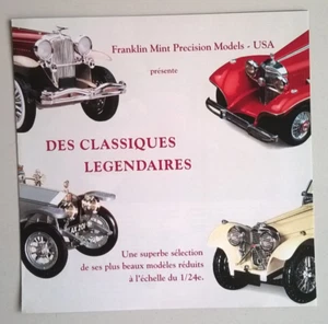 Brochure FRANKLIN MINT : classiques légendaires (1er catalogue en français 1987) - Picture 1 of 3