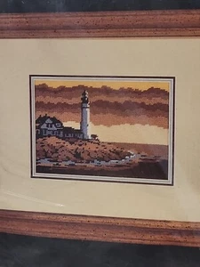 "Monarch Horizons 1980 vintage Needlepoint Craft The Lighthouse 5""x7" - Imagen 1 de 7
