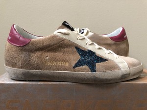 golden goose superstar distressed leather and suede sneakers