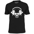 Mens Skull Headphones Metal T Shirt Metallica Motorhead Maiden Sabbath Heavy