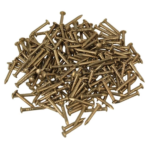 10mm Round Head Brass Copper Furniture Miniature Nails Set of 100 Cover