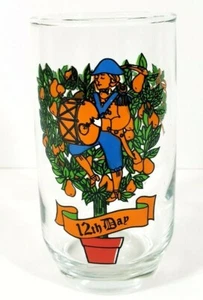 The 12th Day of Christmas 12 Days of Christmas W/ Lyrics on Back of 10oz Glass - Picture 1 of 8
