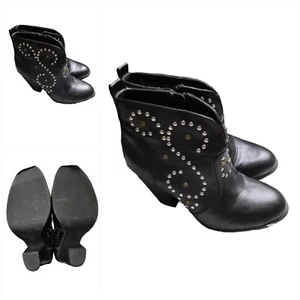 Mossimo Supply Co Studded Black Flax Leather Boots Size 8 1/2 - Picture 1 of 4