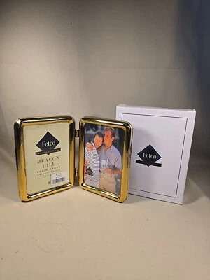Nuevo En Caja Vintage 3.5 X 5 Fetco Latón Sólido Beacon Hill Doble Marco 112414 Foto 1 de 4