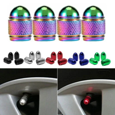 4pcs Aluminium Bullet Car Wheel Tyre Valve Stems Air Dust Tire Cover Screw Caps - Image 1 of 4