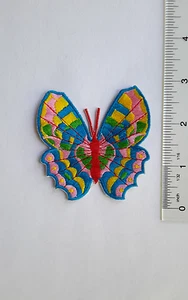 Rainbow BUTTERFLY IRON ON SEW ON GIRLS Embroidered PATCH Applique HIPPIE  - Picture 1 of 1