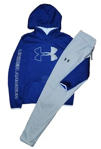 Under Armour Youth XL Blue Fleece Hoodie & Light Gray Fleece Joggers Set - Picture 1 of 13