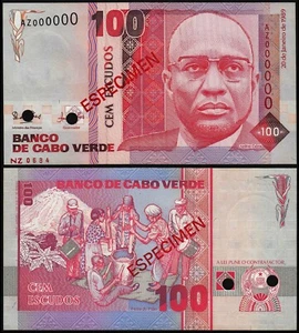 CAPE VERDA 100 ESCUDOS (P57s) 1989 SPECIMEN AZ 000000 UNC - Picture 1 of 1