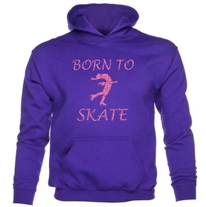 Born To Skate Ice Skating Kids Funny Girls Hoodie - Picture 1 of 7