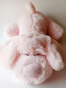 Rosa Plüsch Hund Stofftier Schlappohren liebevolle weiche Kunststoffohren große rosa Nase - Bild 1 von 2