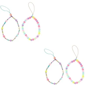  2 Pack Buntes Liebeskette Key Lanyard Armband Mit Perlen-Handyanhängern - Zdjęcie 1 z 12