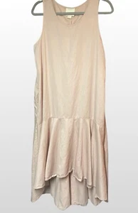Anthropologie Maeve Lagenlook Dress High Low Hem Womens L Pink Oversized Pocket - Picture 1 of 8