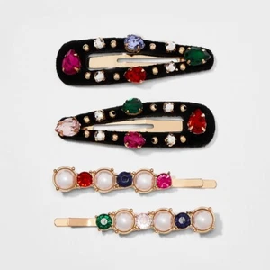 Girls' 4pk Gem Hair Clip Set - art class - Picture 1 of 1
