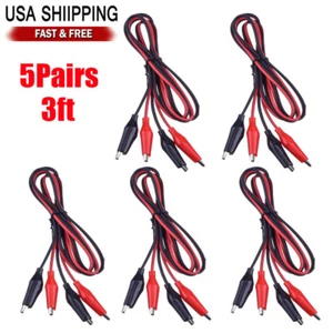 5 Pairs Dual Red & Black Test Leads with Alligator Clips Jumper Cable 16GA Wire - Picture 1 of 14