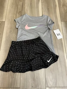 Size 6 NIKE AUTHENTIC GIRLS ORIGINAL BRAND 2Pc TEE & SHORTS SKIRT SET NWT $40 - Picture 1 of 4
