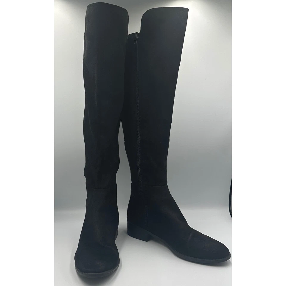 Botas de montar Nine West negras de gamuza hasta la rodilla elásticas con cremallera lateral para mujer talla 9M Foto 1 de 4