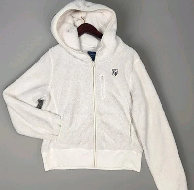 Женская флисовая куртка с капюшоном American Eagle Teddy Lg цвета слоновой кости на молнии с капюшоном  - Изображение 1 из 4