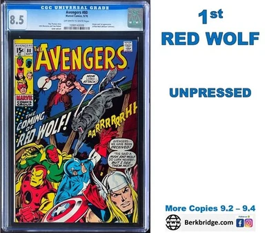 Avengers 80 CGC 1970 Marvel Comics Red Wolf 1st App Origin KEY Bronze Age 9/70 - Image 1 of 4