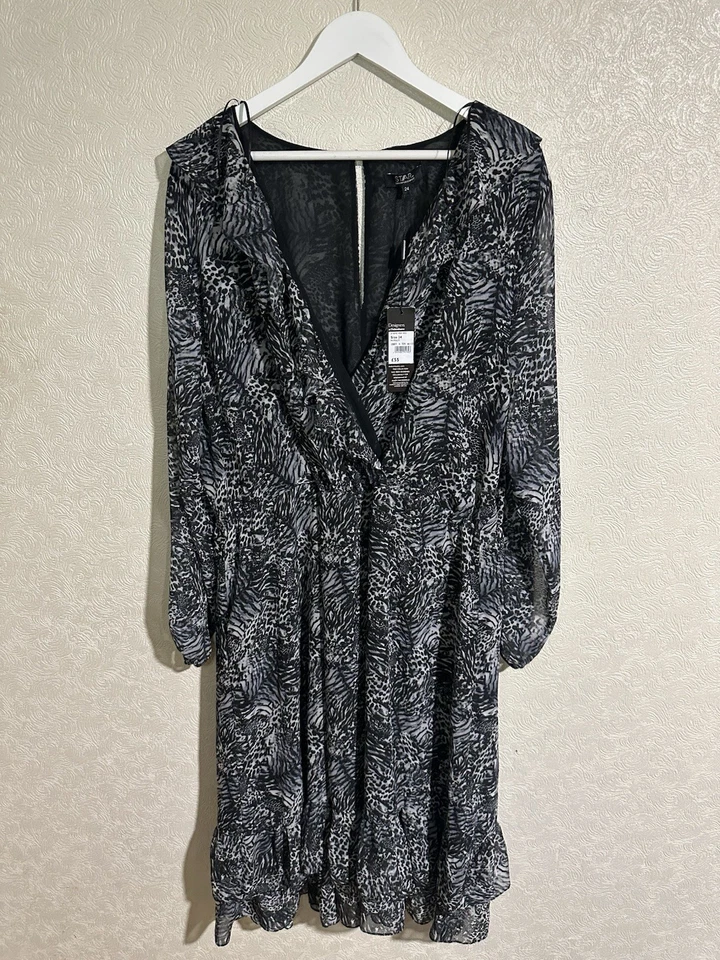 Star By Julien Macdonald Plus Size Animal Print Wrap Midi Dress Size 24 BNWT - Image 1 of 4