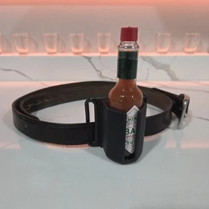 Tabasco Belt Holster, Mini 2 oz Travel sized Tactical Hot Sauce Bottle Holder - Picture 1 of 7