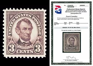 Scott 555 1923 3c Lincoln Perf 11 Mint Graded VF-XF 85 NH with PSE CERT - Picture 1 of 1