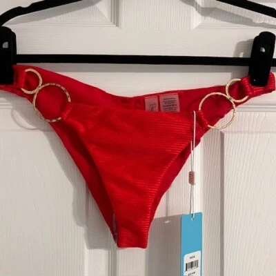 Pantalones de natación Beach Bunny Nadia escasos anillos dorados detalle rojo XL Foto 1 de 4