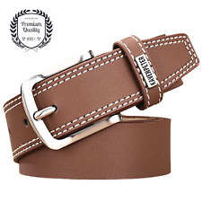 Men's Leather Belt | Business Casual Jean Luxury Waistband Buckle Strap Mens 