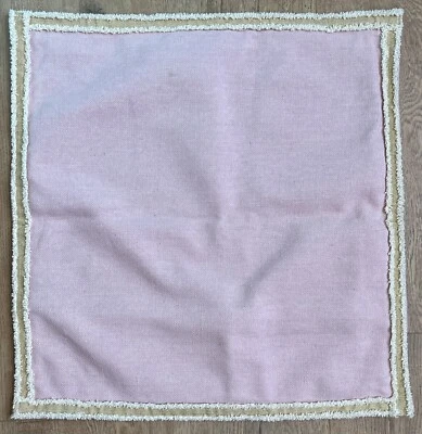 Linen 20" x 20" Pillow Zipper Pink Gold Ivory Covers Faux Metallic Trim 2 pkg - Image 1 of 4