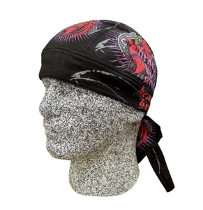 Heartbreaker Heart Red Black Sweatband Durag Head Wrap Capsmith Danbanna Biker - Picture 1 of 3