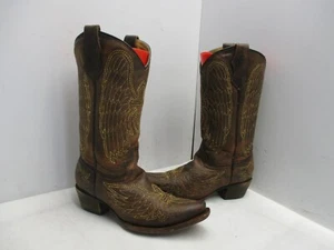 Corral Brown Leather Snip Toe Cross Wings Cowboy Boots Youth Sz 2.5 T Sty A1028 - Picture 1 of 10