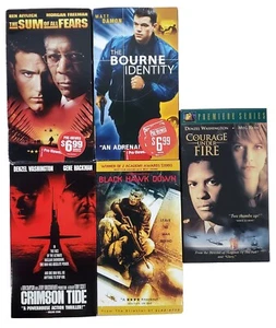 VHS Video Tapes Set Lot of 5 War Mystery Adventure Action Movies Denzel Damon - Picture 1 of 11