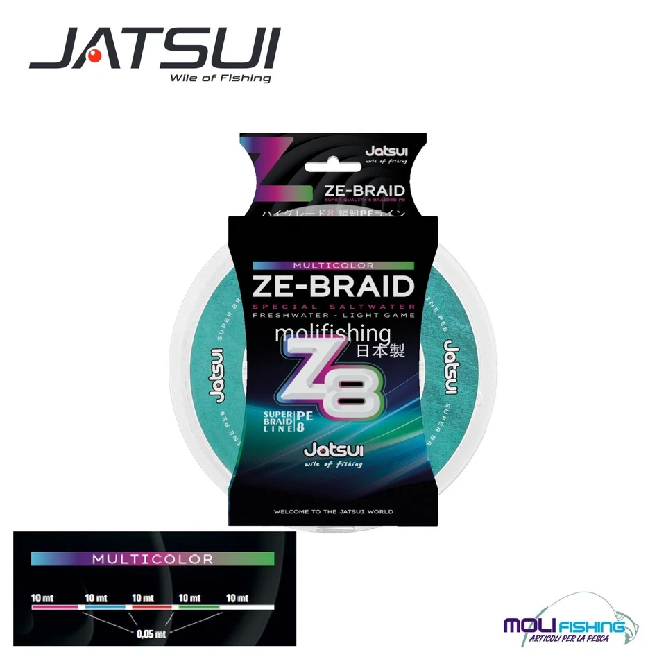 MULTIFIBRA TRECCIATO PESCA JATSUI ZE-BRAID X8 MULTICOLOR 500-1000 M MORBIDO - Immagine 1 di 1