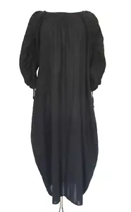 Ioanna Kourbela Basics Dress S Women Black Ribbed Cotton 3/4 Ruched Sleeves - Picture 1 of 6