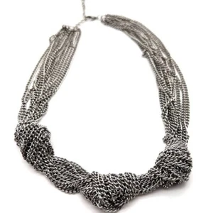 Thick layered knotted chain necklace biker goth moto punk choker statment - Picture 1 of 5