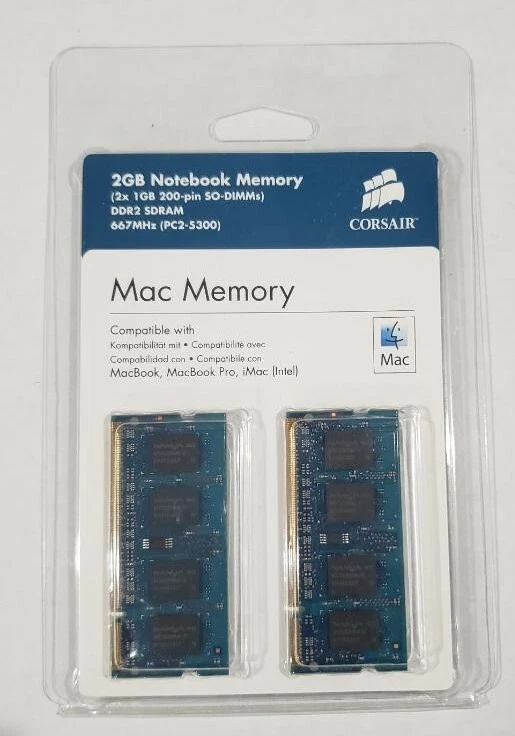 Corsair Mac Memory( 2GB, 200-pin, SO-DIMMs) DDR2 SDRAM 667MHz (PCS-5300) - Image 1 of 2