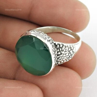 Pietra Onice Fidanzamento Massiccio Art Déco Anello Gioielli Argento Sterling US - Immagine 1 di 4