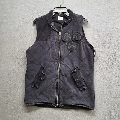 Chaleco Hombre The Hundreds Mediano Negro Acolchado Parche Logo Cremallera Completa LEER Foto 1 de 4