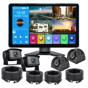 9" Touch Screen Monitor QUAD DVR 360° View Forward Side Backup Camera Truck - Picture 1 of 12