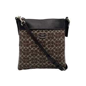 Coach Signature NS Brown Coated Canvas Swingpack Crossbody Bag F1405-52400 - Picture 1 of 12