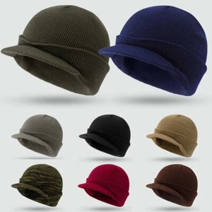 Army Style Jeep Cap,Winter Warm Knit Military Peak Hat,Thick Beanie-Fits All - Picture 1 of 19
